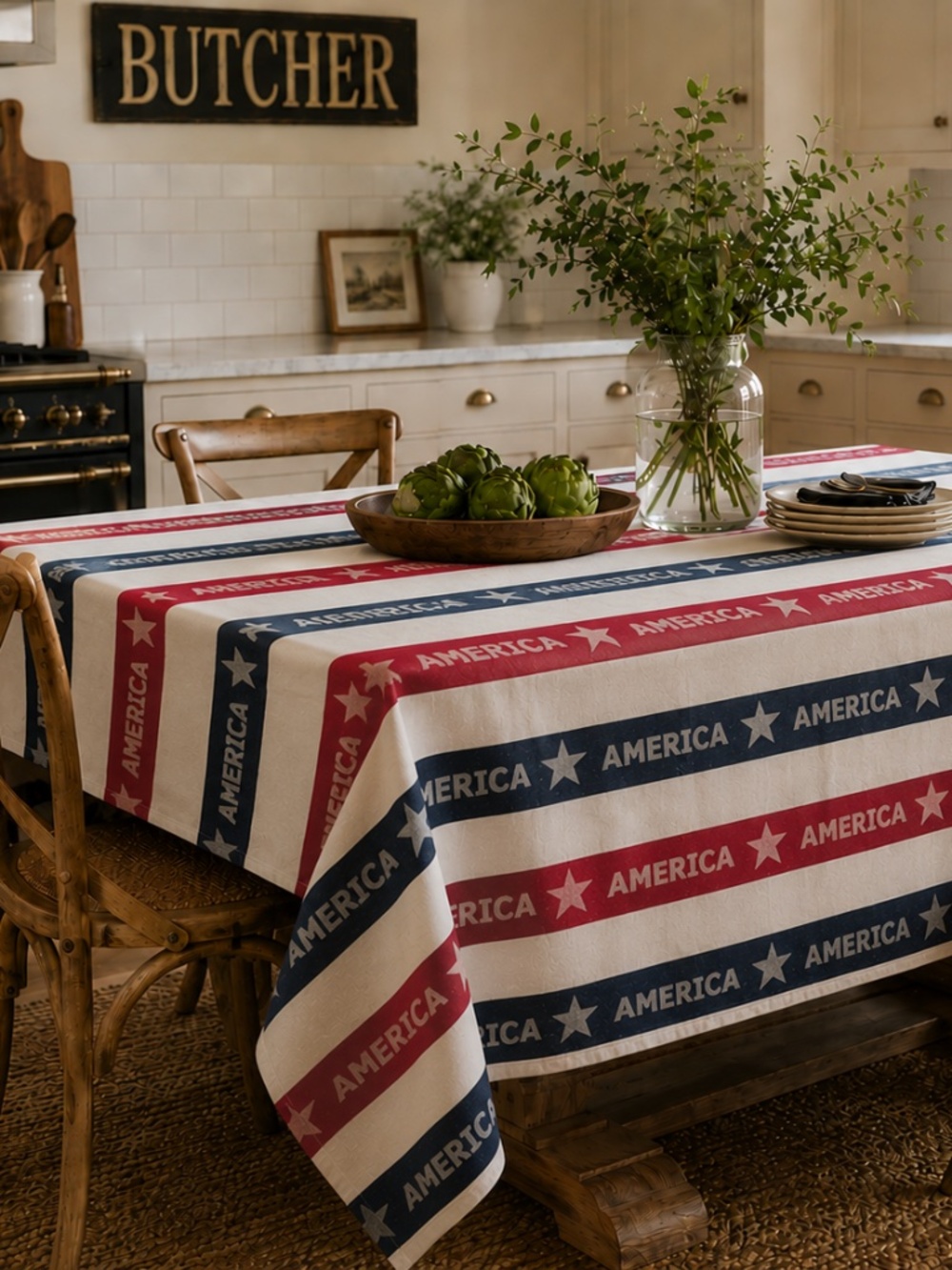 America 4th OF JULY cloth tablecloth 52" x 70" NIP